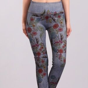 M.Rena's Floral Leggings with waistband. -ONE SIZE-